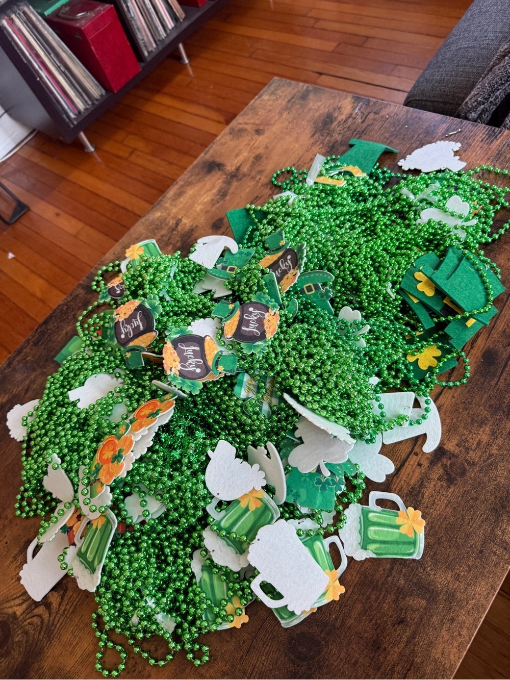 St. Patrick's Day Green Party Bead Necklaces with Themed Charms large lot